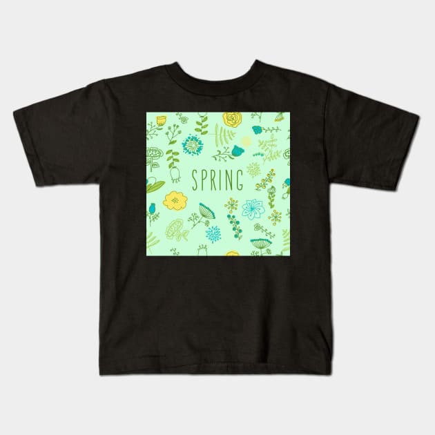 Spring pattern with flowers Kids T-Shirt by Olga Berlet